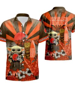 Baby Yoda Cleveland Browns Hawaiian Shirt For Men Women