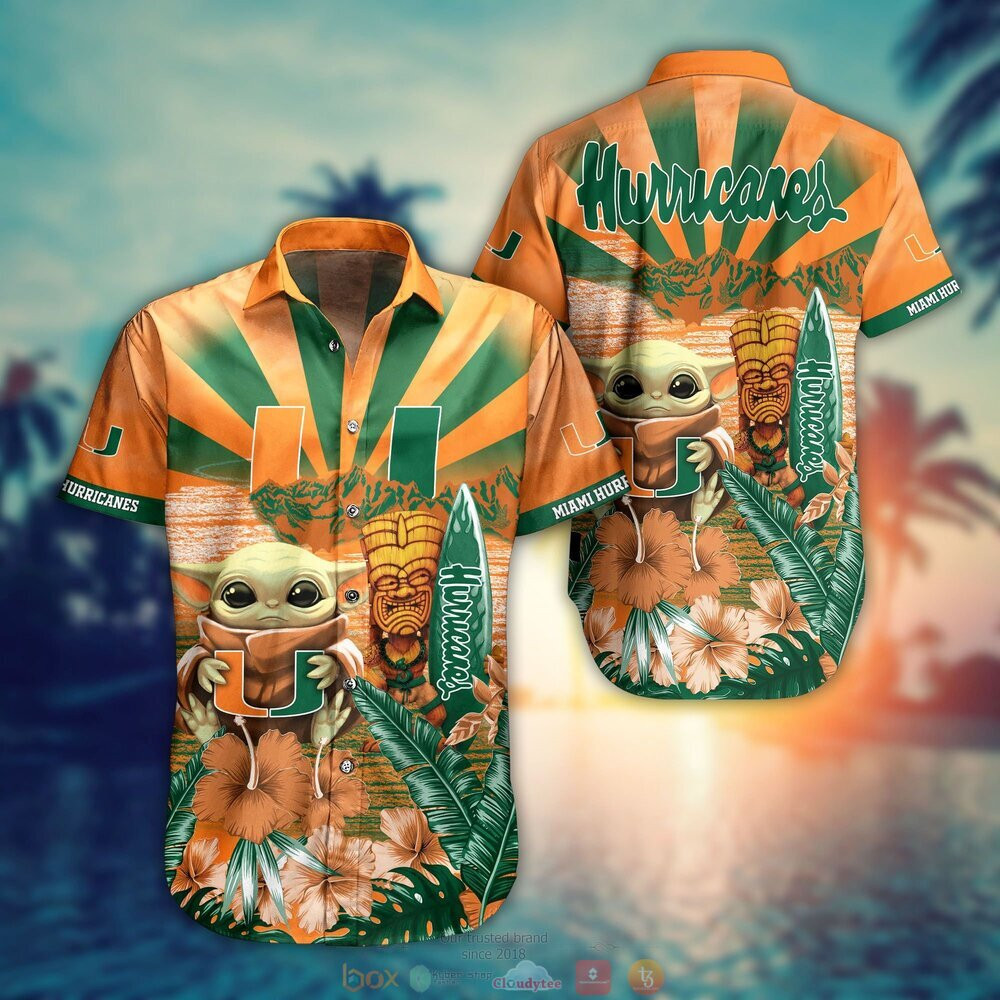 Coconut Orange Green Miami Hurricanes Hawaiian Shirt Outfit For Men