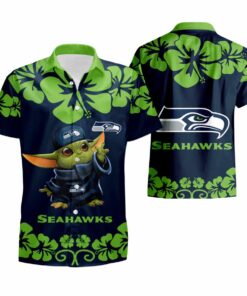 Baby Yoda Seahawks Hawaiian Shirt For Men Women 1