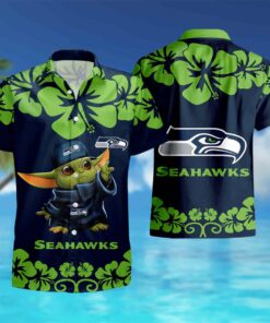 Baby Yoda Seahawks Hawaiian Shirt For Men Women