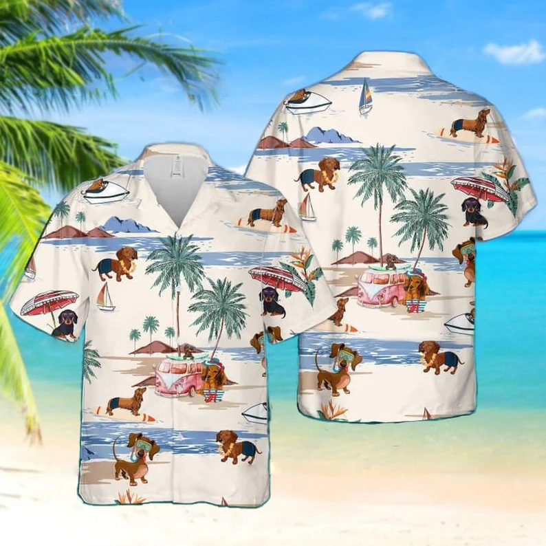 Dog Dachshund Hawaiian Shirt Outfit For Men