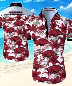 Skeleton Tropical Arkansas Razorback Hawaiian Shirt Size Fron S To 5xl