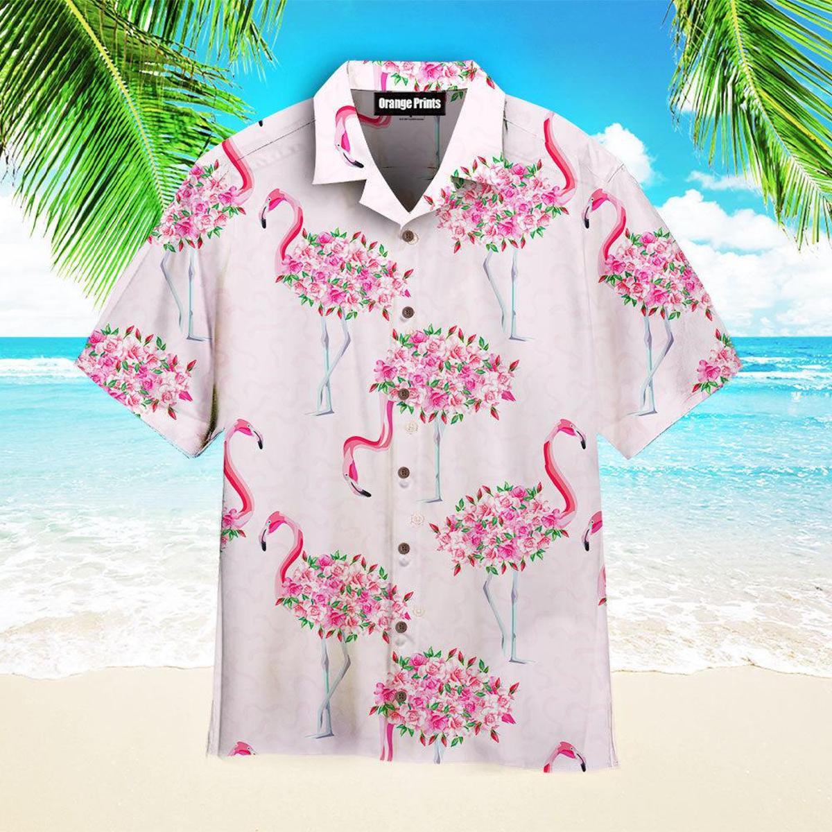 Why Fit In When You Were Born To Stand Out Mens Flamingo Hawaiian Shirt