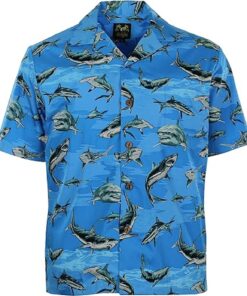 Benny’s Mens Sharks Parrothead Hawaiian Shirt Gift