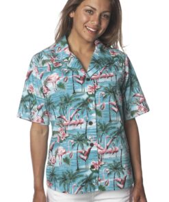 Benny’s Womens Flamingo Hawaiian Shirt Womens