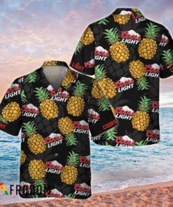 Black Aloha Pineapple Coors Light Hawaiian Shirt For Fans