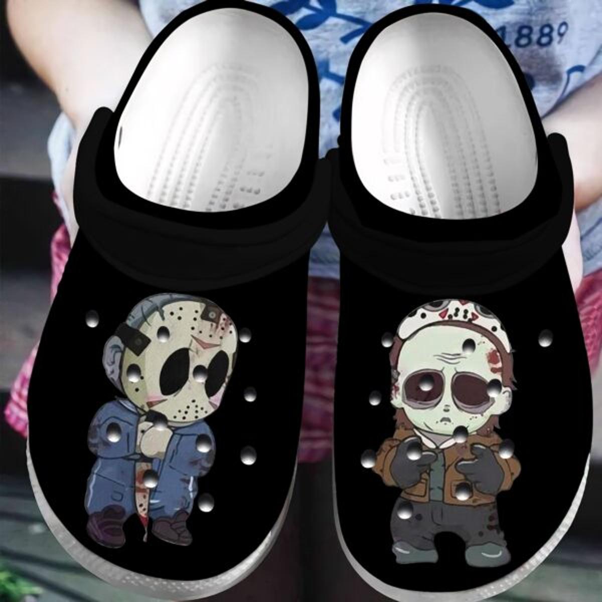 Black Jason Mask Friday The 13th Horror Movie Halloween Crocs Gift For Fans