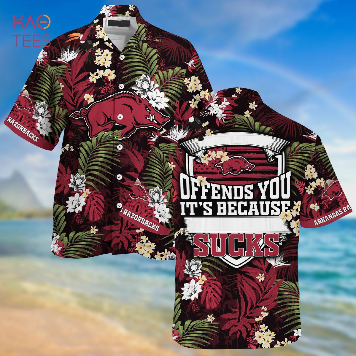 Arkansas Hibiscus Sport Style Razorback Hawaiian Shirt