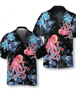 Blue Ocean Octopus Hawaiian Shirt For Men