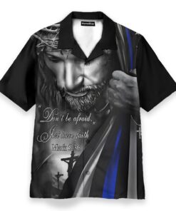 Blue Line Flag Custom Cosplay Christian Hawaiian Shirt Outfit For Men