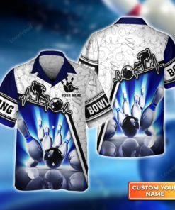 Blue Neonlights Bowling Hawaiian Shirt For Men, Women, Bowling Team Shirt