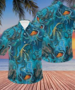 Blue Ocean Octopus Hawaiian Shirt For Men