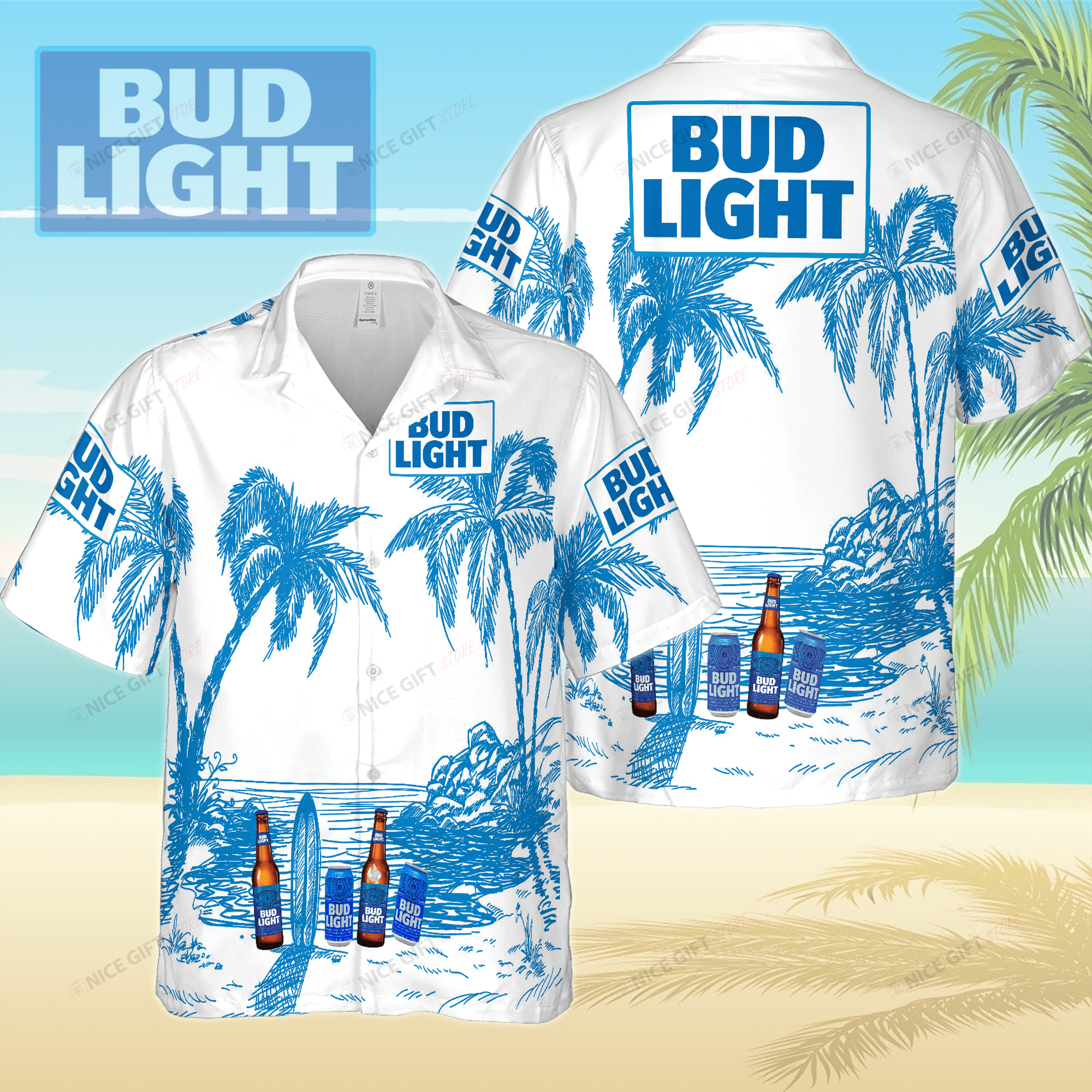 Unisex Button Up Bud Light Hawaiian Shirt Gifts Idea