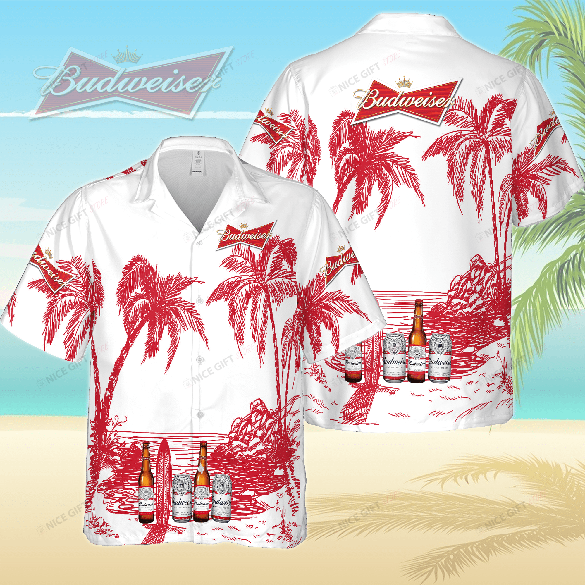 Personalized Retro Beer Baseball Jersey Budweiser Hawaiian Shirt