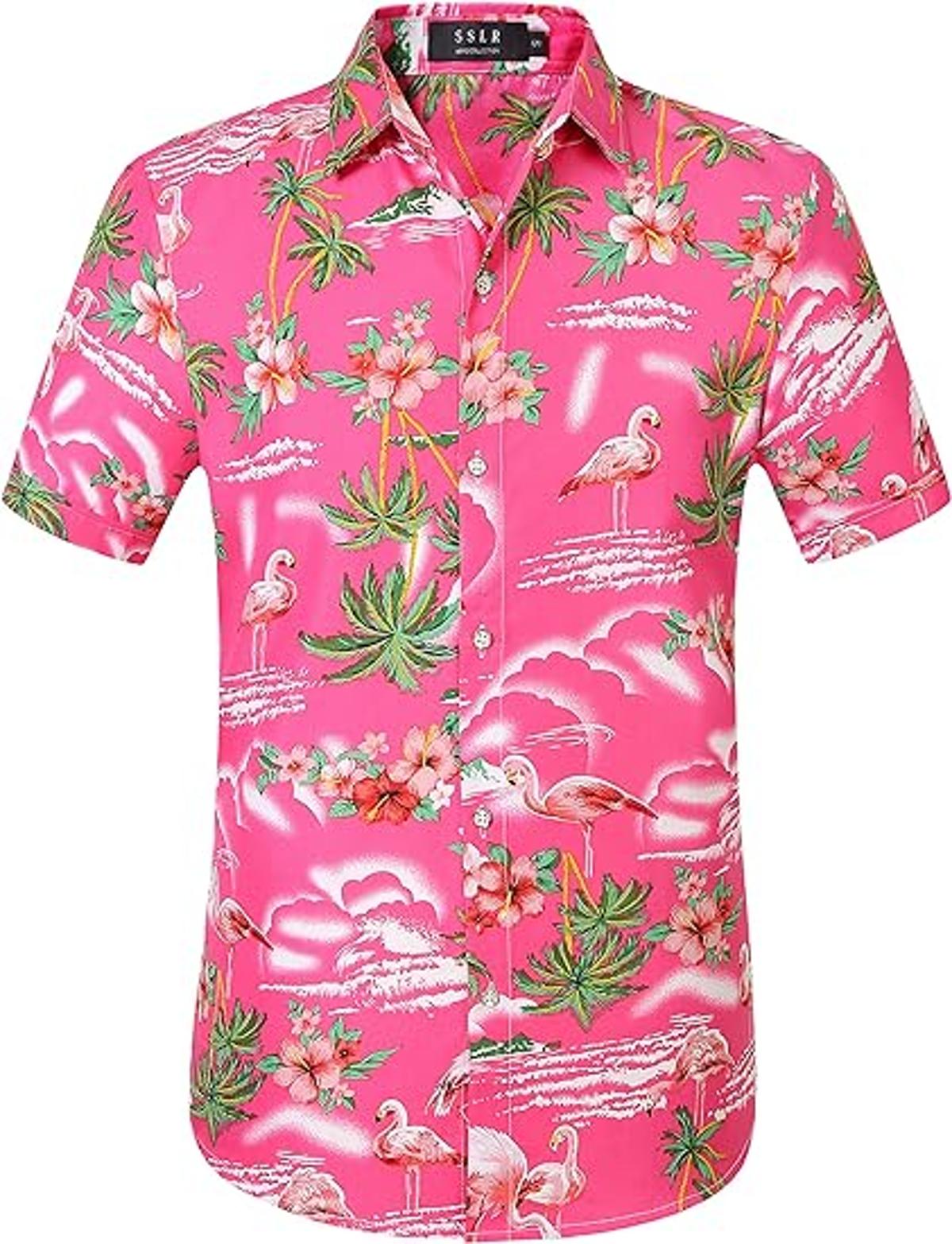 Vatpave Summer Beach Mens Flamingo Hawaiian Shirt