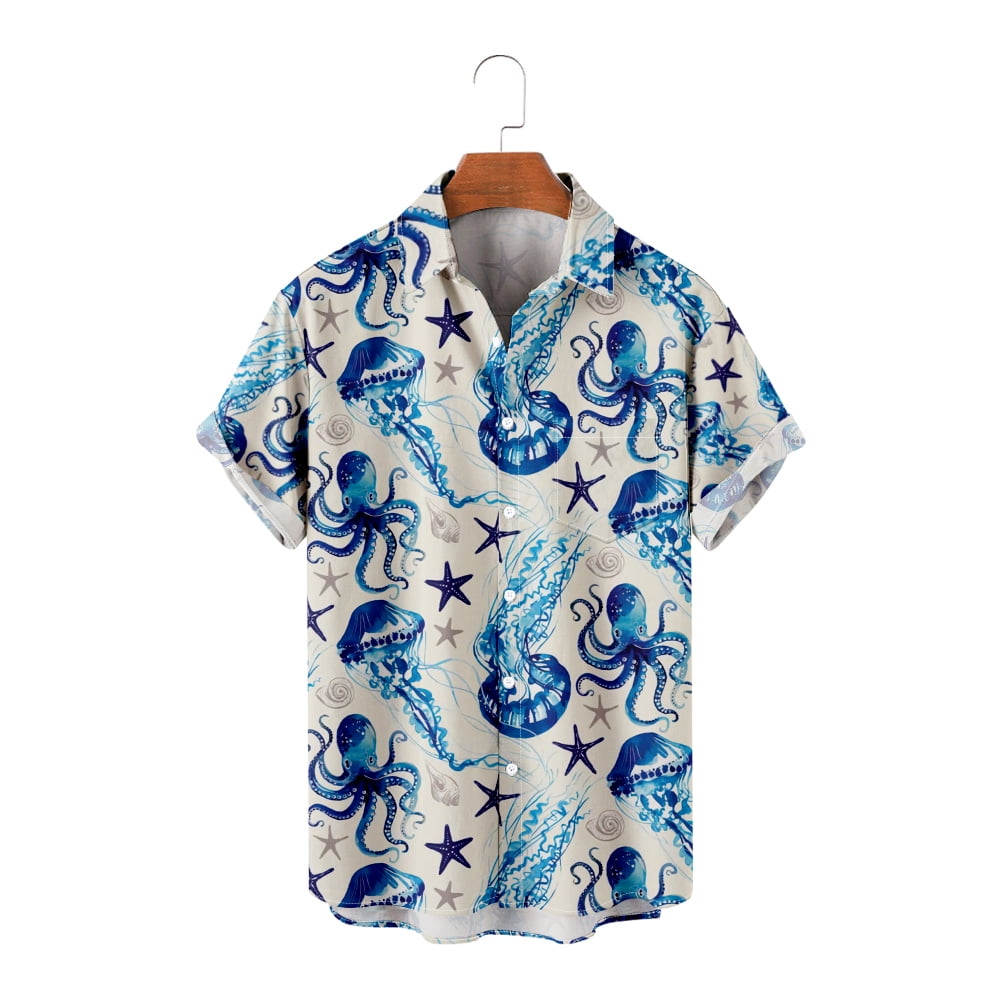 Octopus With Jellyfish Sea Life Hawaiian Shirt For Men Women