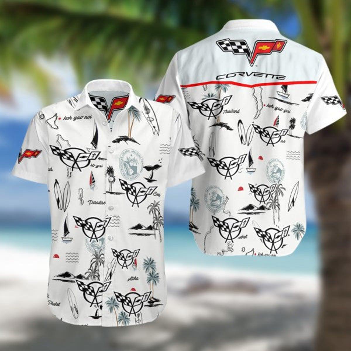 Chevrolet Custom Corvette Hawaiian Shirt For Men