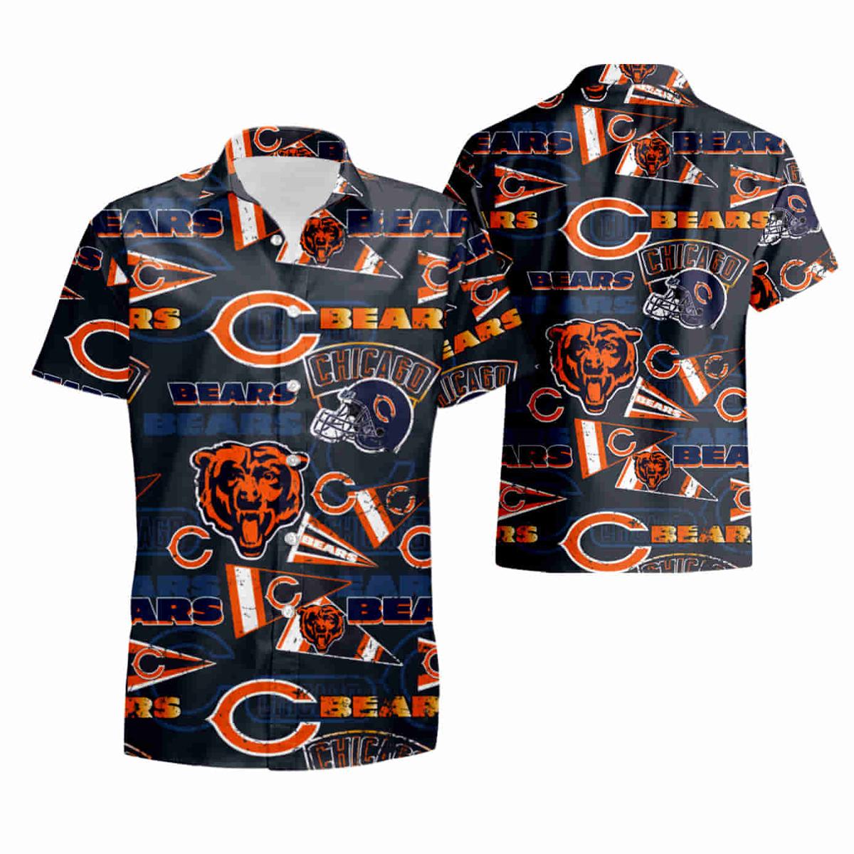 Chicago Bears Navy Floral Hawaiian Shirt Gift