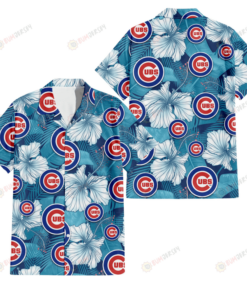 Chicago Cubs White Hibiscus Turquoise Banana Leaf Navy Aloha Shirt