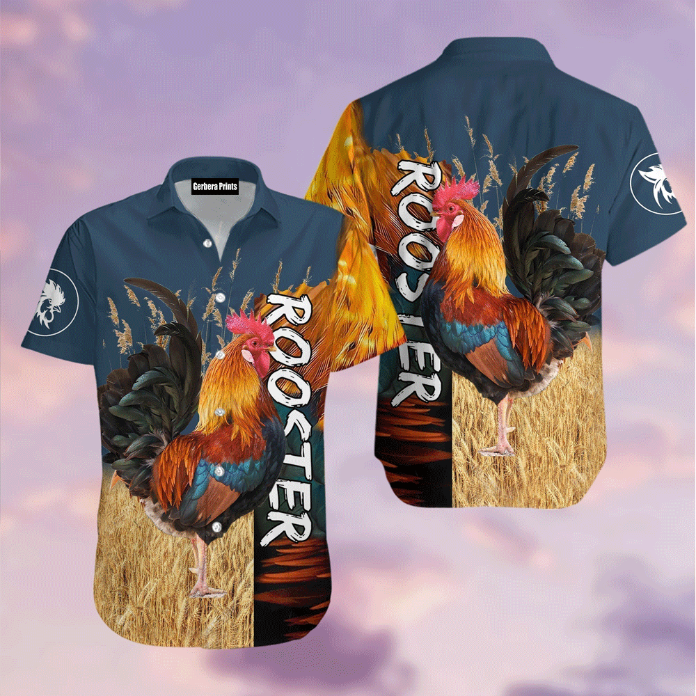 Amazing Colorful Cool Design Rooster Hawaiian Shirt Top Gun