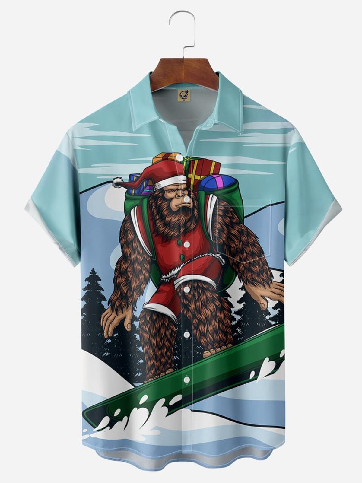 Legend Bigfoot Tropical Blue Big Foot Hawaiian Shirt Size Fron S To 5xl