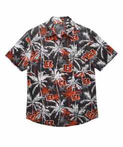 Cincinnati Bengals Mens Black Floral Hawaiian Shirt