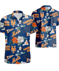 City Style Button Up New York Mets Hawaiian Shirt For Men Women