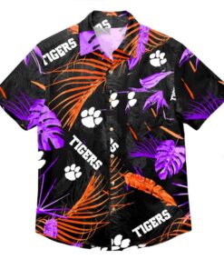 Clemson Tigers Mens Neon Palm Hawaiian Shirt