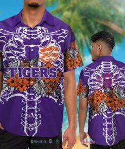 Clemson Tigers Wes & Willy Floral Orange Hawaiian Shirt Gift