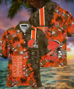 Coconut Tree Orange Cleveland Browns Hawaiian Shirt