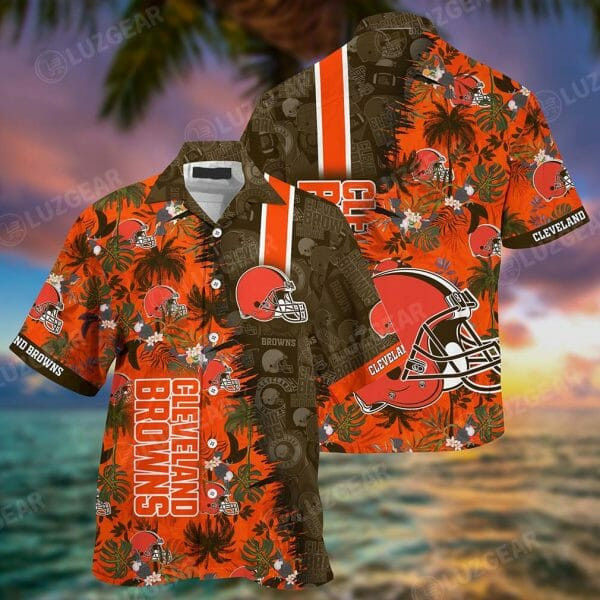 Beach And Cleveland Browns Vintage Hawaiian Shirt