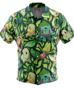 Comfimerch Grass Type Starters Hawaiian Pokemon Shirt