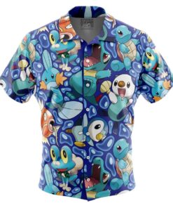 Comfimerch Water Type Starters Hawaiian Pokemon Shirt