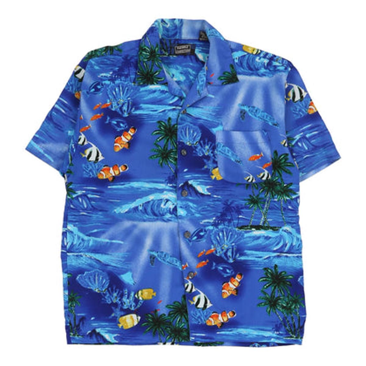 Men’s Banana Black And White Wave Print Pocket Vacation Tropical Fruitupside Down Pineapple Hawaiian Shirt