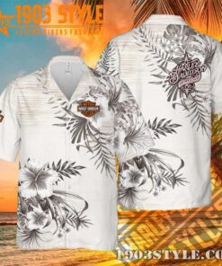 Cool Summer Vintage In White Harley Davidson Hawaiian Shirt