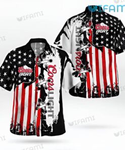 Coors Light Hawaiian Shirt Usa Flag Beer Lovers Gift