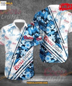 Coors Light Tropical Coconut Tree Blue Design Funny Hawaiian Shirt