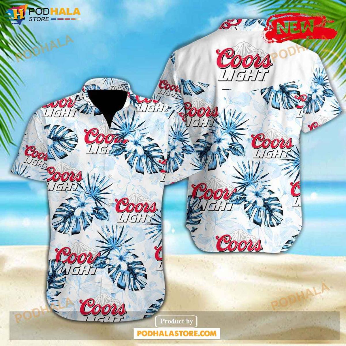 Coors Light Beer Black Floral Hawaiian Shirt Gift Idea