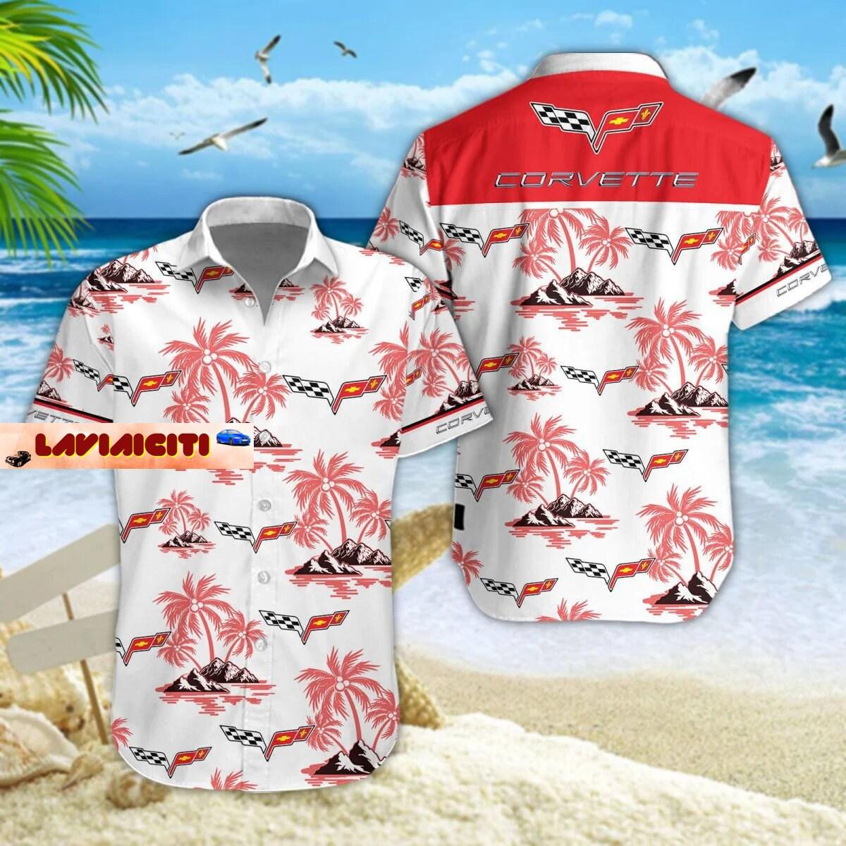 Men’s Car Vacation Route Corvette Hawaiian Shirt