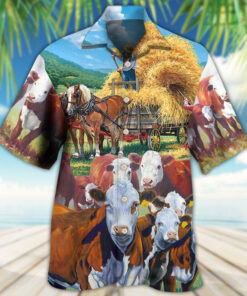 Cow Peaceful Life Hereford Cow Hawaiian Shirt Gift