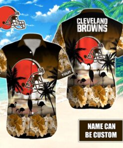 Custom Name Cleveland Browns Hawaiian Shirt Outfit For Men