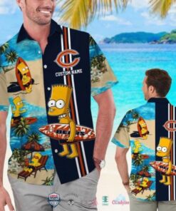 Custom Name Hawaiian Chicago Bears Bart Simpson Shirt