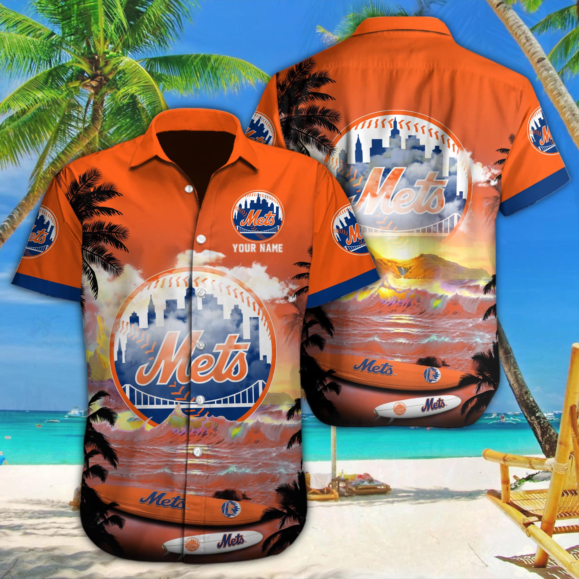 Fanmade Baseball Beach Summer Mets Aloha Shirt Gifts Idea