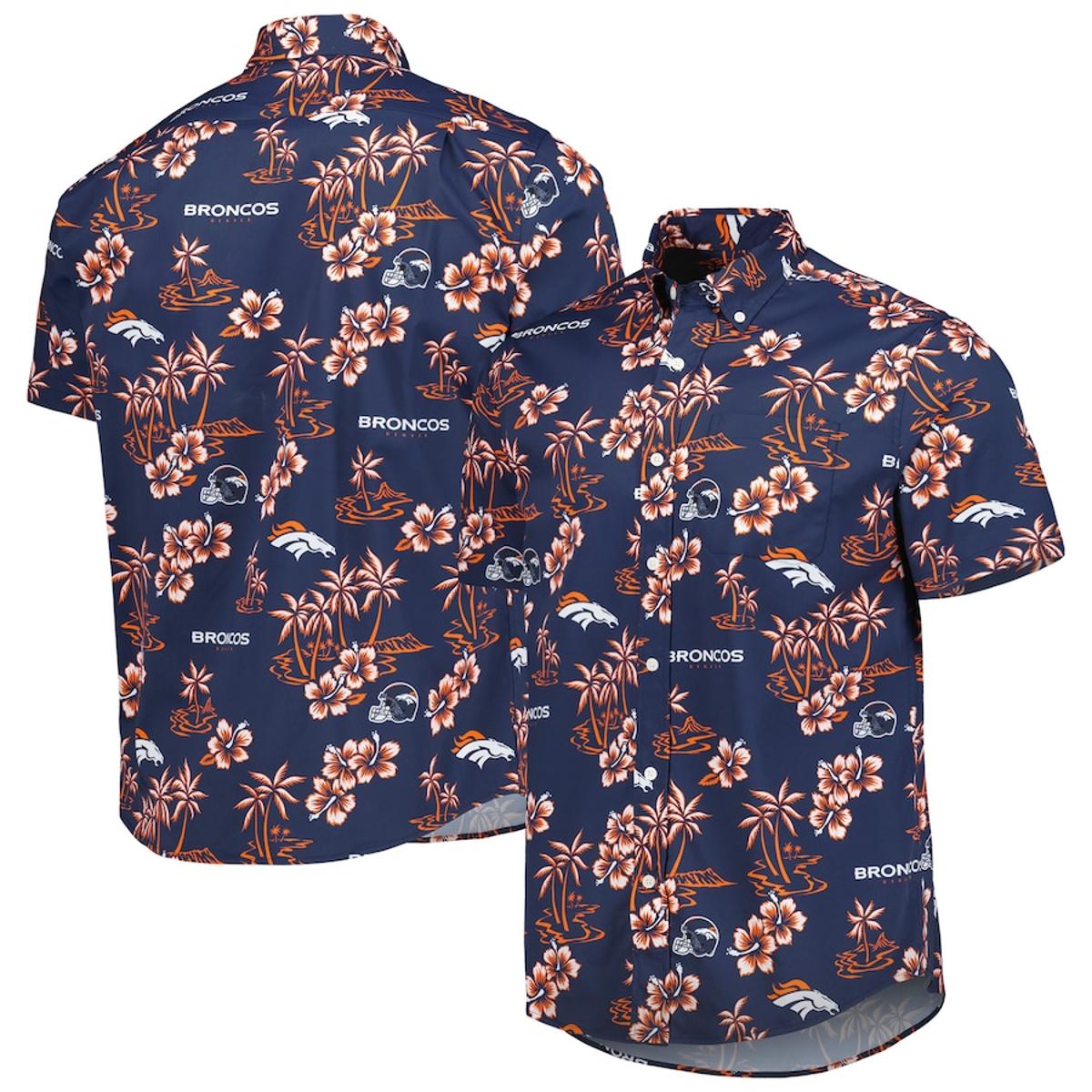 Tommy Bahama Navy Denver Broncos Aqua Lush Hawaiian Shirt