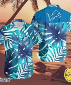 Detroit Lions Tropical Hawaiian Shirt In Blue Black Gift For Fans