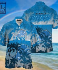 Detroit Lions Palm Hawaiian Shirt Gift For Family
