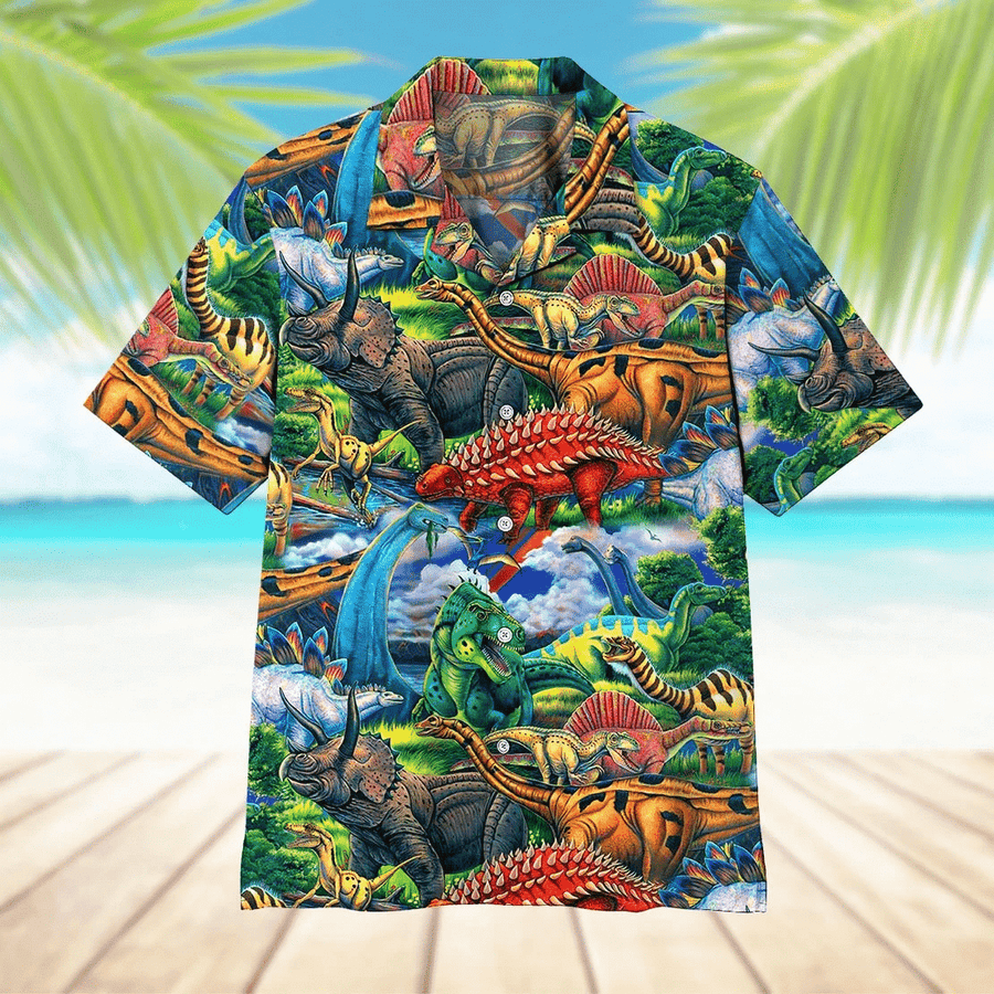 T-rex Neon Dj Party Dinosaur Hawaiian Shirt For Men Women