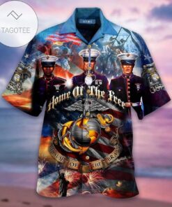 Discover Cool Home Of The Free Us Marine Corps Hawaiian Shirts