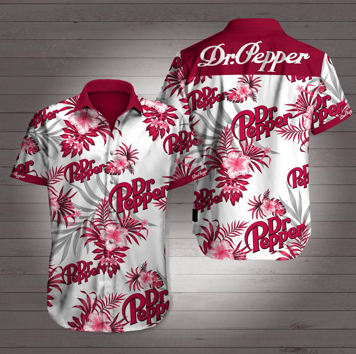 Tropical Flower Dr Pepper Hawaiian Shirt For Men Women