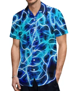 Electric Neon Blue Coil Lightning Tesla Hawaiian Shirt Gifts Idea